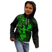 Hawaii Kid Hoodie Hula Girl Mix Polynesian Plumeria Green Version LT14 - Polynesian Pride