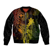 Hawaii Bomber Jacket King Kamehameha Mix Polynesian Plumeria Reggae Version LT14 Unisex Reggae - Polynesian Pride