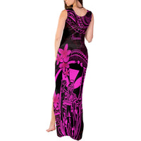 Hawaii Tank Maxi Dress King Kamehameha Mix Polynesian Plumeria Pink Version LT14 - Polynesian Pride