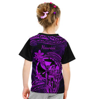 Hawaii Kid T Shirt King Kamehameha Mix Polynesian Plumeria Purple Version LT14 - Polynesian Pride