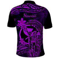 Hawaii Polo Shirt King Kamehameha Mix Polynesian Plumeria Purple Version LT14 - Polynesian Pride