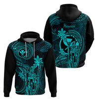 Hawaii Hoodie King Kamehameha Mix Polynesian Plumeria Turquoise Version LT14 - Polynesian Pride
