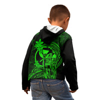 Hawaii Kid Hoodie King Kamehameha Mix Polynesian Plumeria Green Version LT14 - Polynesian Pride