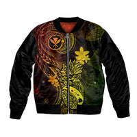 Hawaii Sleeve Zip Bomber Jacket Pineapple Mix Polynesian Plumeria Reggae Version LT14 Unisex Reggae - Polynesian Pride
