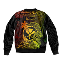 Hawaii Sleeve Zip Bomber Jacket Pineapple Mix Polynesian Plumeria Reggae Version LT14 - Polynesian Pride