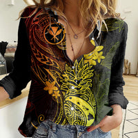 Hawaii Women Casual Shirt Pineapple Mix Polynesian Plumeria Reggae Version LT14 Female Reggae - Polynesian Pride