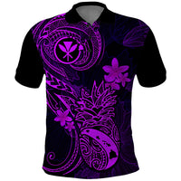 Hawaii Polo Shirt Pineapple Mix Polynesian Plumeria Purple Version LT14 Purple - Polynesian Pride