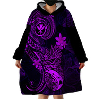 Hawaii Wearable Blanket Hoodie Pineapple Mix Polynesian Plumeria Purple Version LT14 - Polynesian Pride
