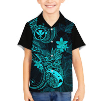 Hawaii Kid Hawaiian Shirt Pineapple Mix Polynesian Plumeria Turquoise Version LT14 - Polynesian Pride