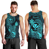 Hawaii Men Tank Top Pineapple Mix Polynesian Plumeria Turquoise Version LT14 - Polynesian Pride