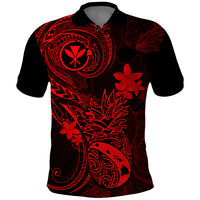 Hawaii Polo Shirt Pineapple Mix Polynesian Plumeria Red Version LT14 Red - Polynesian Pride
