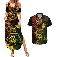 Hawaii Couples Matching Summer Maxi Dress and Hawaiian Shirt Shaka Tattoo Mix Polynesian Plumeria Reggae Version LT14 Reggae - Polynesian Pride