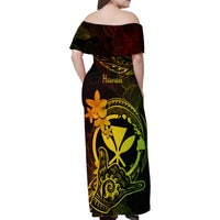 hawaii-family-matching-off-shoulder-maxi-dress-and-hawaiian-shirt-shaka-tattoo-mix-polynesian-plumeria-reggae-version