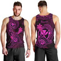 hawaii-men-tank-top-shaka-tattoo-mix-polynesian-plumeria-pink-version