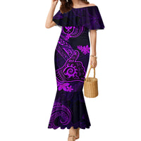 hawaii-family-matching-mermaid-dress-and-hawaiian-shirt-shaka-tattoo-mix-polynesian-plumeria-purple-version