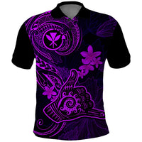 Hawaii Polo Shirt Shaka Tattoo Mix Polynesian Plumeria Purple Version LT14 Purple - Polynesian Pride