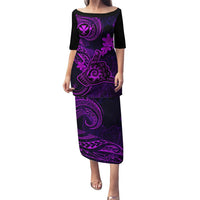 Hawaii Puletasi Shaka Tattoo Mix Polynesian Plumeria Purple Version LT14 Long Dress Purple - Polynesian Pride