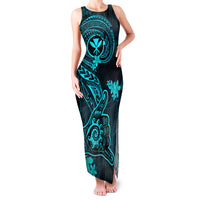 hawaii-family-matching-tank-maxi-dress-and-hawaiian-shirt-shaka-tattoo-mix-polynesian-plumeria-turquoise-version