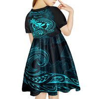 hawaii-kid-short-sleeve-dress-shaka-tattoo-mix-polynesian-plumeria-turquoise-version