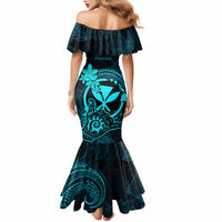 Hawaii Mermaid Dress Shaka Tattoo Mix Polynesian Plumeria Turquoise Version LT14 - Polynesian Pride