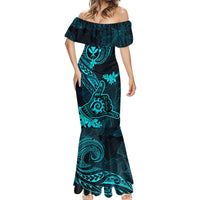 Hawaii Mermaid Dress Shaka Tattoo Mix Polynesian Plumeria Turquoise Version LT14 - Polynesian Pride