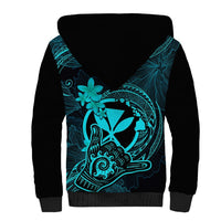 Hawaii Sherpa Hoodie Shaka Tattoo Mix Polynesian Plumeria Turquoise Version LT14 - Polynesian Pride