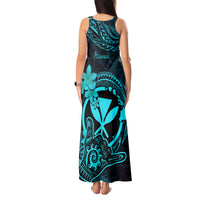 Hawaii Tank Maxi Dress Shaka Tattoo Mix Polynesian Plumeria Turquoise Version LT14 - Polynesian Pride