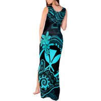 Hawaii Tank Maxi Dress Shaka Tattoo Mix Polynesian Plumeria Turquoise Version LT14 - Polynesian Pride
