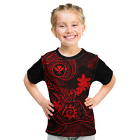 Hawaii Kid T Shirt Shaka Tattoo Mix Polynesian Plumeria Red Version LT14 Red - Polynesian Pride