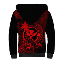 Hawaii Sherpa Hoodie Shaka Tattoo Mix Polynesian Plumeria Red Version LT14 - Polynesian Pride