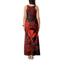 Hawaii Tank Maxi Dress Shaka Tattoo Mix Polynesian Plumeria Red Version LT14 - Polynesian Pride