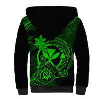 Hawaii Sherpa Hoodie Shaka Tattoo Mix Polynesian Plumeria Green Version LT14 - Polynesian Pride