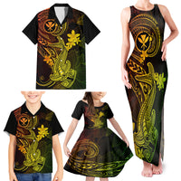 hawaii-family-matching-tank-maxi-dress-and-hawaiian-shirt-hammerhead-shark-tattoo-mix-polynesian-plumeria-reggae-version