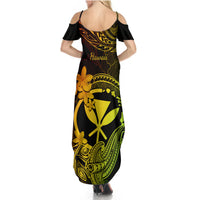 Hawaii Summer Maxi Dress Hammerhead Shark Tattoo Mix Polynesian Plumeria Reggae Version LT14 - Polynesian Pride