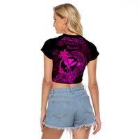 hawaii-raglan-cropped-t-shirt-hammerhead-shark-tattoo-mix-polynesian-plumeria-pink-version