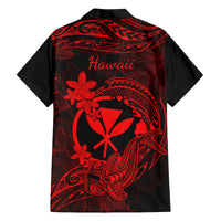 hawaii-family-matching-long-sleeve-bodycon-dress-and-hawaiian-shirt-hammerhead-shark-tattoo-mix-polynesian-plumeria-red-version