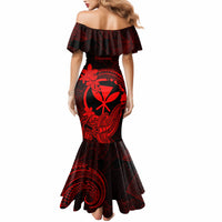 Hawaii Mermaid Dress Hammerhead Shark Tattoo Mix Polynesian Plumeria Red Version LT14 - Polynesian Pride