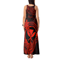 Hawaii Tank Maxi Dress Hammerhead Shark Tattoo Mix Polynesian Plumeria Red Version LT14 - Polynesian Pride
