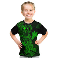 Hawaii Kid T Shirt Hammerhead Shark Tattoo Mix Polynesian Plumeria Green Version LT14 Green - Polynesian Pride