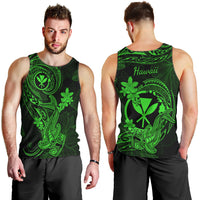 hawaii-men-tank-top-hammerhead-shark-tattoo-mix-polynesian-plumeria-green-version