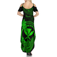 Hawaii Summer Maxi Dress Hammerhead Shark Tattoo Mix Polynesian Plumeria Green Version LT14 - Polynesian Pride