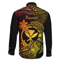 hawaii-family-matching-long-sleeve-bodycon-dress-and-hawaiian-shirt-turtle-mix-polynesian-plumeria-reggae-version