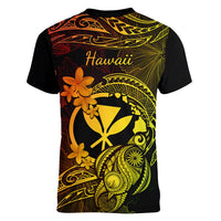 hawaii-women-v-neck-t-shirt-turtle-mix-polynesian-plumeria-reggae-version