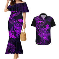 Hawaii Couples Matching Mermaid Dress and Hawaiian Shirt Turtle Mix Polynesian Plumeria Purple Version LT14 Purple - Polynesian Pride