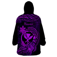 Hawaii Wearable Blanket Hoodie Turtle Mix Polynesian Plumeria Purple Version LT14 - Polynesian Pride