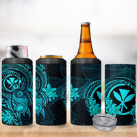 Hawaii 4 in 1 Can Cooler Tumbler Turtle Mix Polynesian Plumeria Turquoise Version