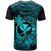 Hawaii T Shirt Turtle Mix Polynesian Plumeria Turquoise Version LT14 - Polynesian Pride