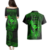Hawaii Couples Matching Puletasi Dress and Hawaiian Shirt Turtle Mix Polynesian Plumeria Green Version LT14 - Polynesian Pride