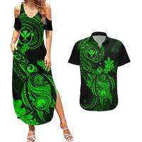 Hawaii Couples Matching Summer Maxi Dress and Hawaiian Shirt Turtle Mix Polynesian Plumeria Green Version LT14 Green - Polynesian Pride