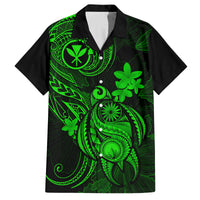 hawaii-family-matching-off-shoulder-long-sleeve-dress-and-hawaiian-shirt-turtle-mix-polynesian-plumeria-green-version
